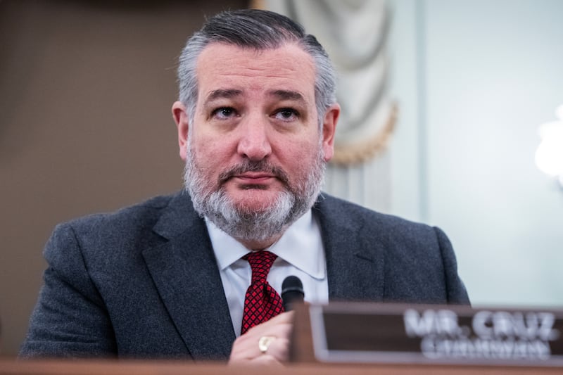 Senator Ted Cruz, pictured Oct. 29, torched Tucker Carlson's interview with white nationalist Nick Fuentes and not pushing back on his ideas as cowardly and complicit with evil.