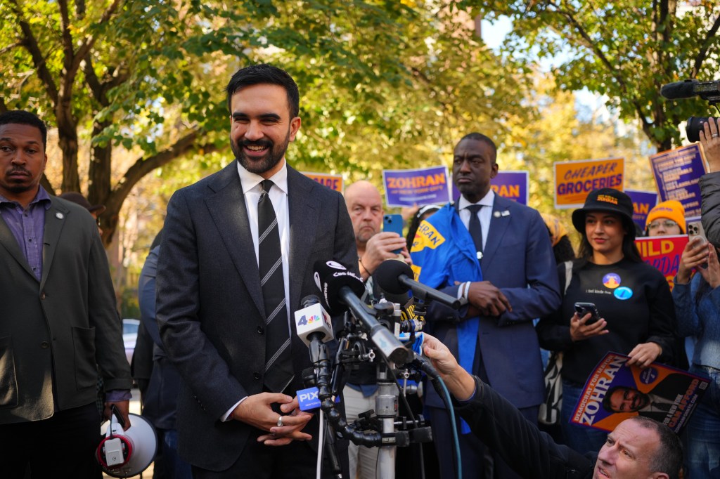 Democratic New York City mayoral nominee Zohran Mamdani attends a canvass launch at A. Philip Randolph Square on Sunday, November 2, 2025 in New York, N.Y. 