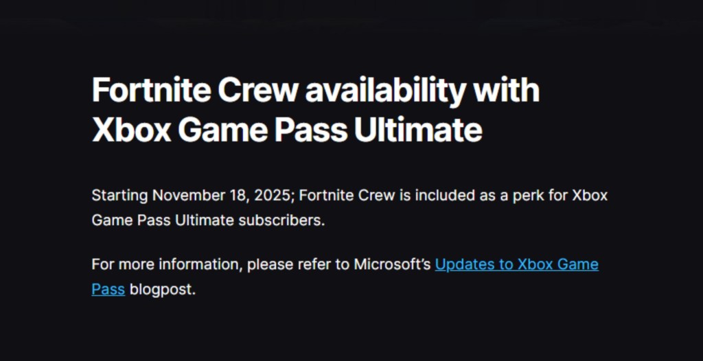 Game Pass Fortnite Crew Release Date
