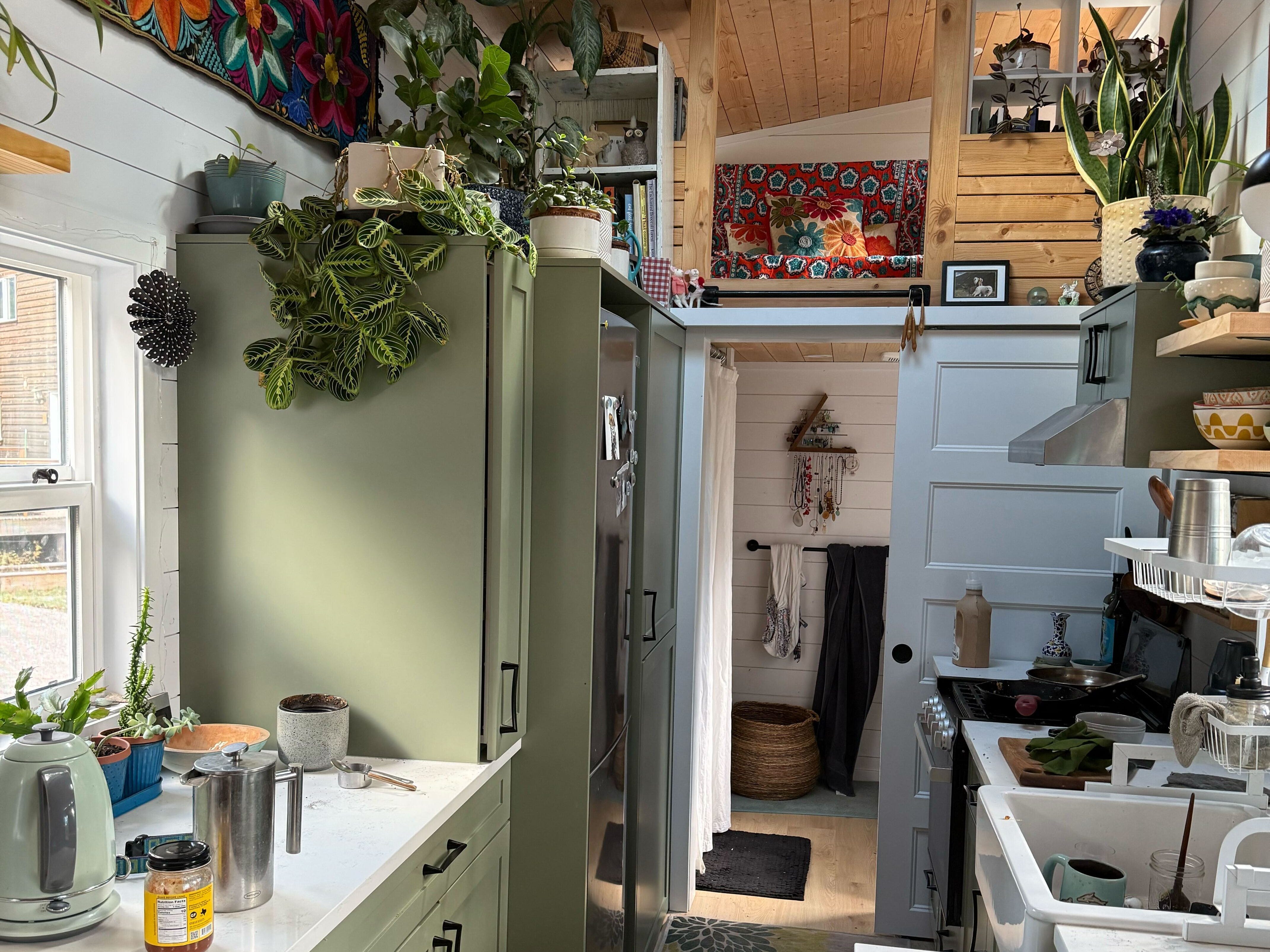 Interior of Julie Lennox's tiny home on wheels