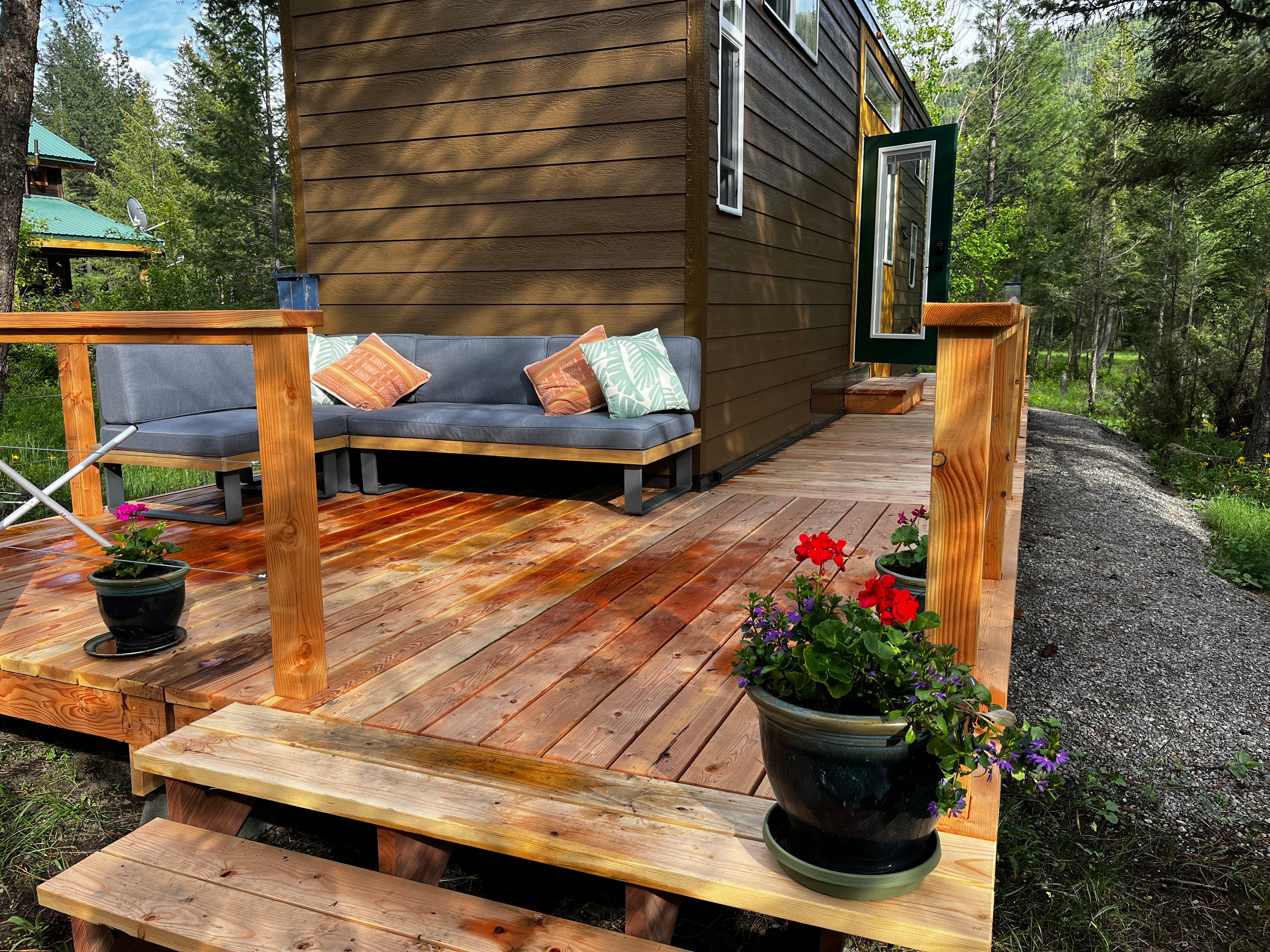 Julie Lennox's tiny home on wheels in Montana.