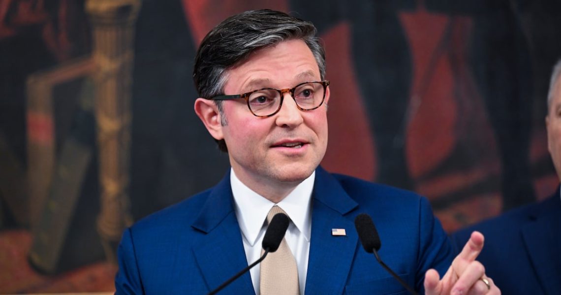 Mike Johnson Awkwardly Pushes Back on Trump’s All-Caps Demand