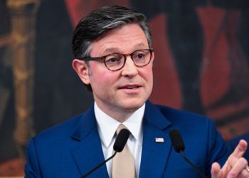 Mike Johnson Awkwardly Pushes Back on Trump’s All-Caps Demand