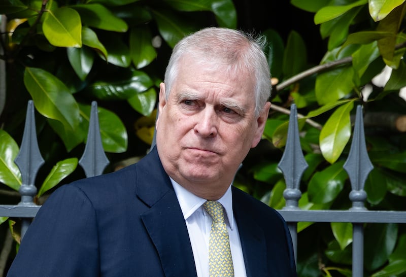 Prince Andrew, Duke of York, attends the Easter service at St George's Chapel on April 20, 2025, in Windsor, England.