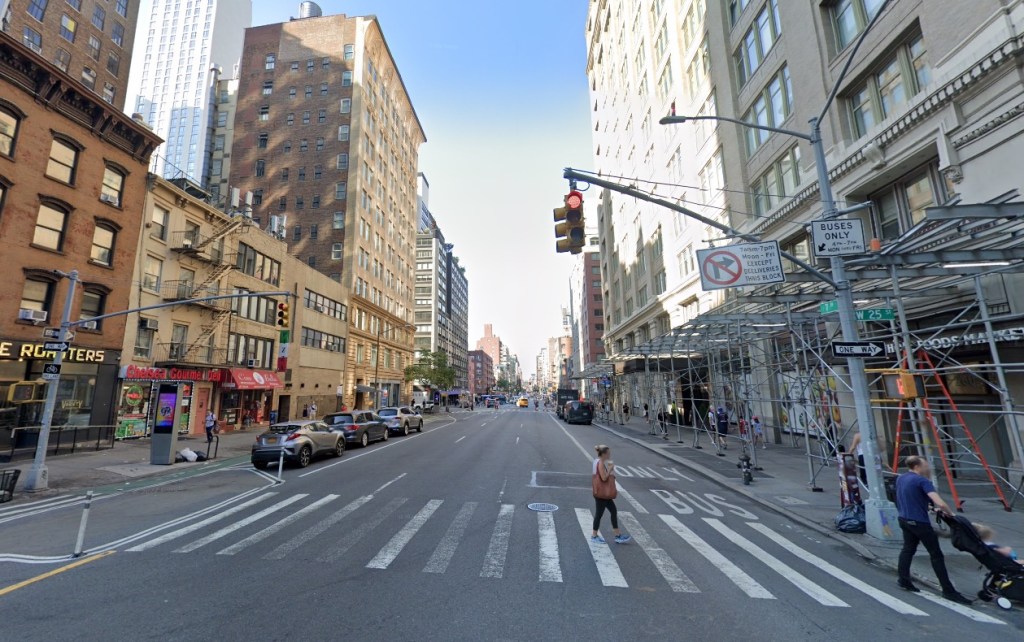 West 25th Street near Seventh Avenue in New York City.