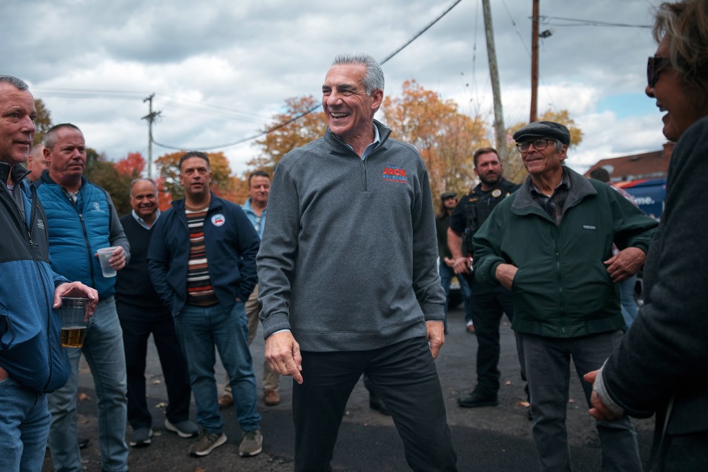 Jack Ciattarelli, Republican candidate for governor of New Jersey, campaigning with supporters.