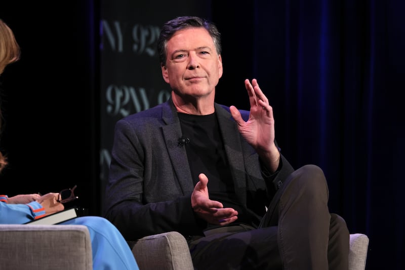 James Comey speaks onstage during Former FBI Director James Comey In Conversation With MSNBC's Nicolle Wallace at 92NY on May 30, 2023 in New York City.