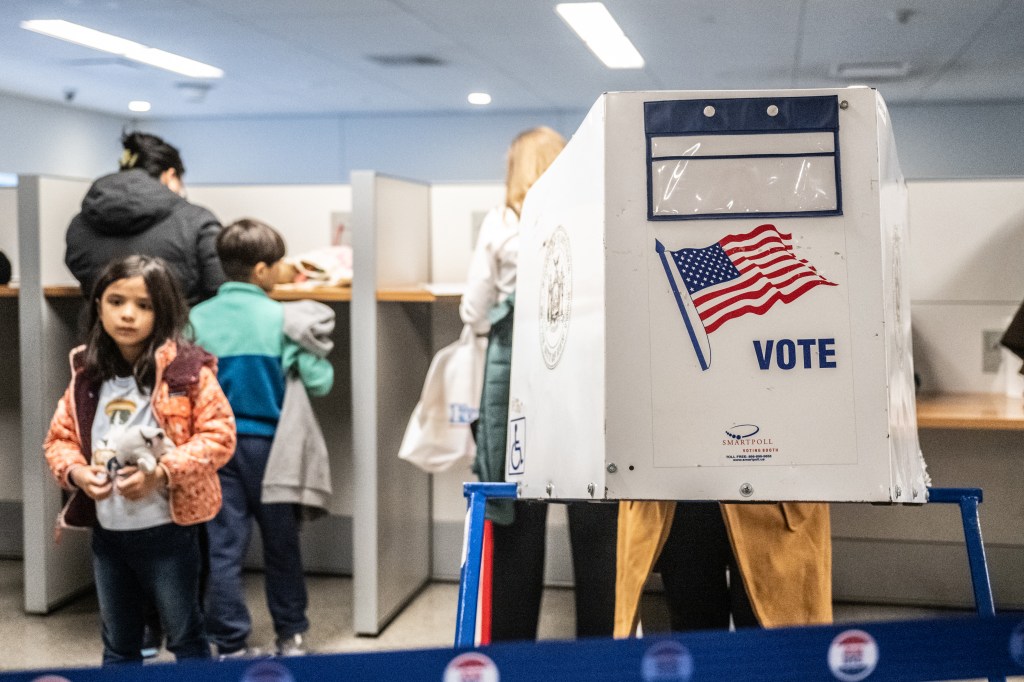 Voters at a polling station.