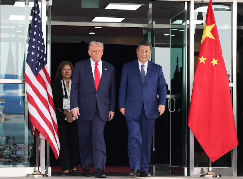 Chinese President Xi Jinping meets with U.S. President Donald Trump in Busan, South Korea, Oct. 30, 2025.