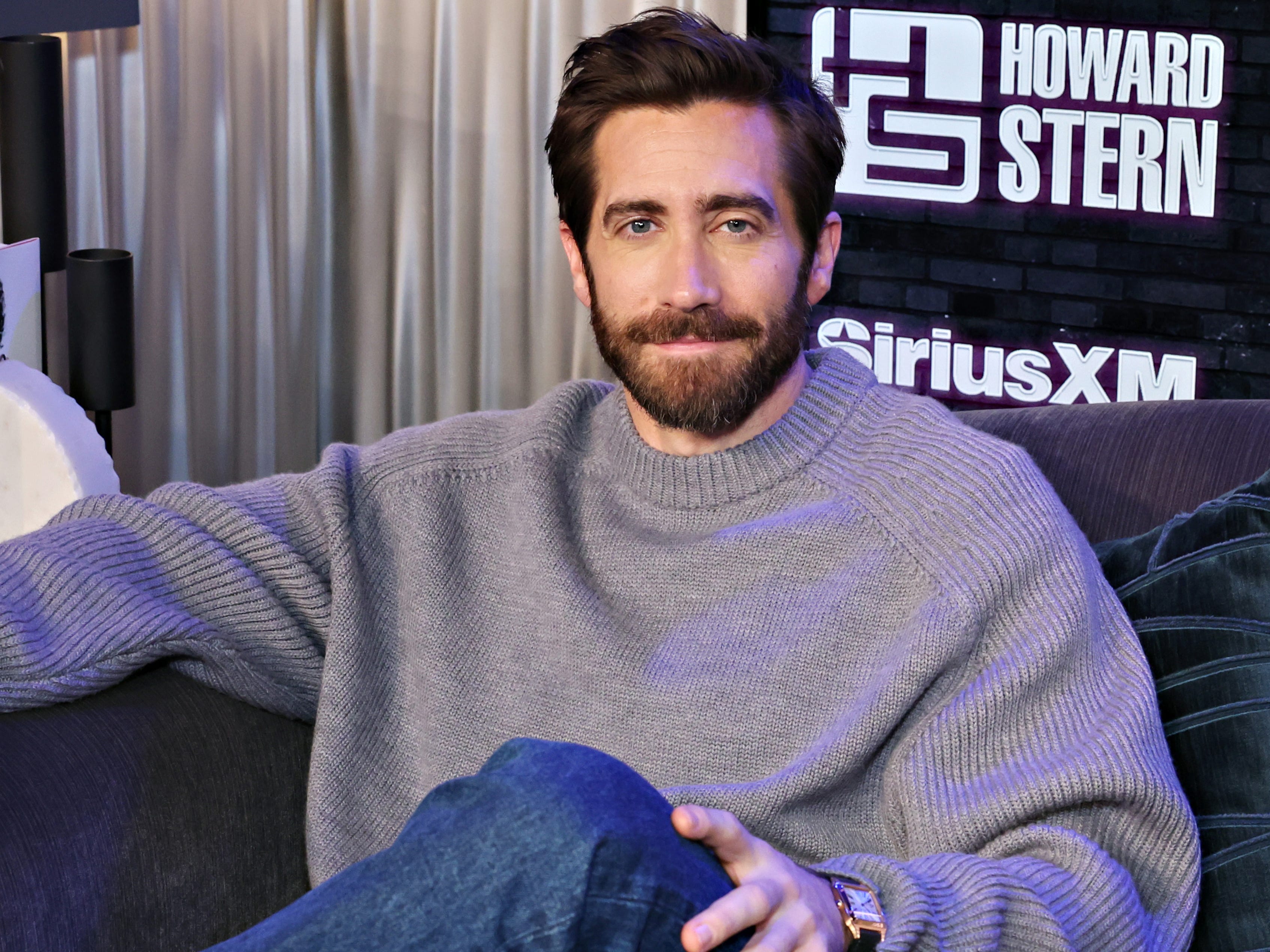 Jake Gyllenhaal visits SiriusXM's 'The Howard Stern Show' at SiriusXM Studios on March 20, 2024 in New York City. (