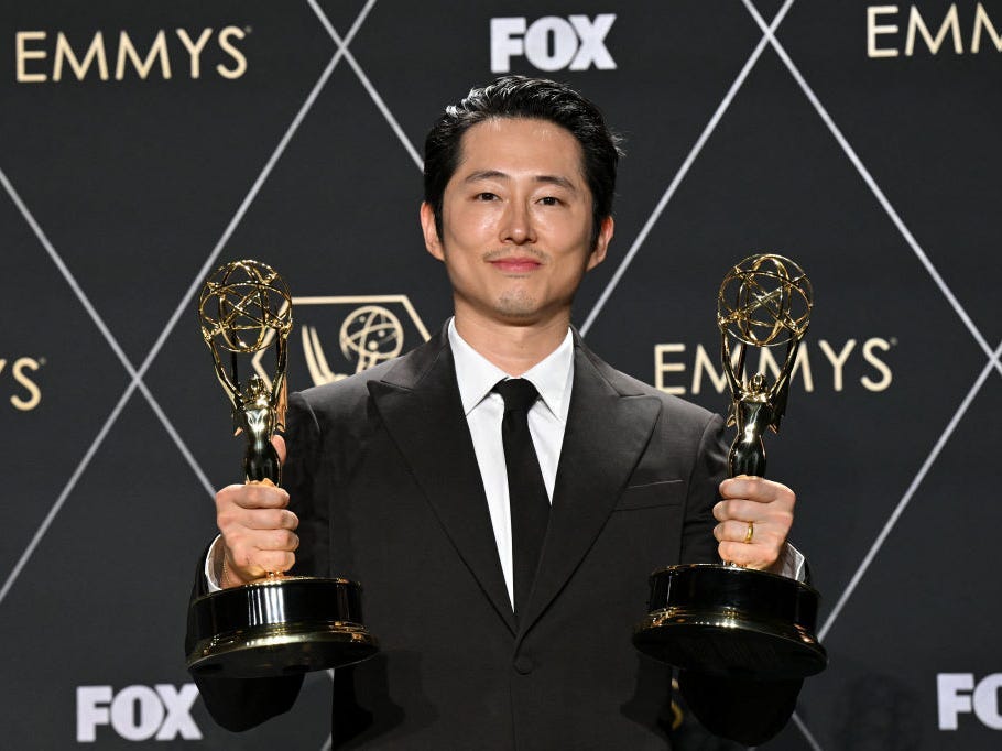 US actor Steven Yeun, winner of Outstanding Lead Actor In A Limited Or Anthology Series Or Movie and Outstanding Limited Or Anthology Series for 