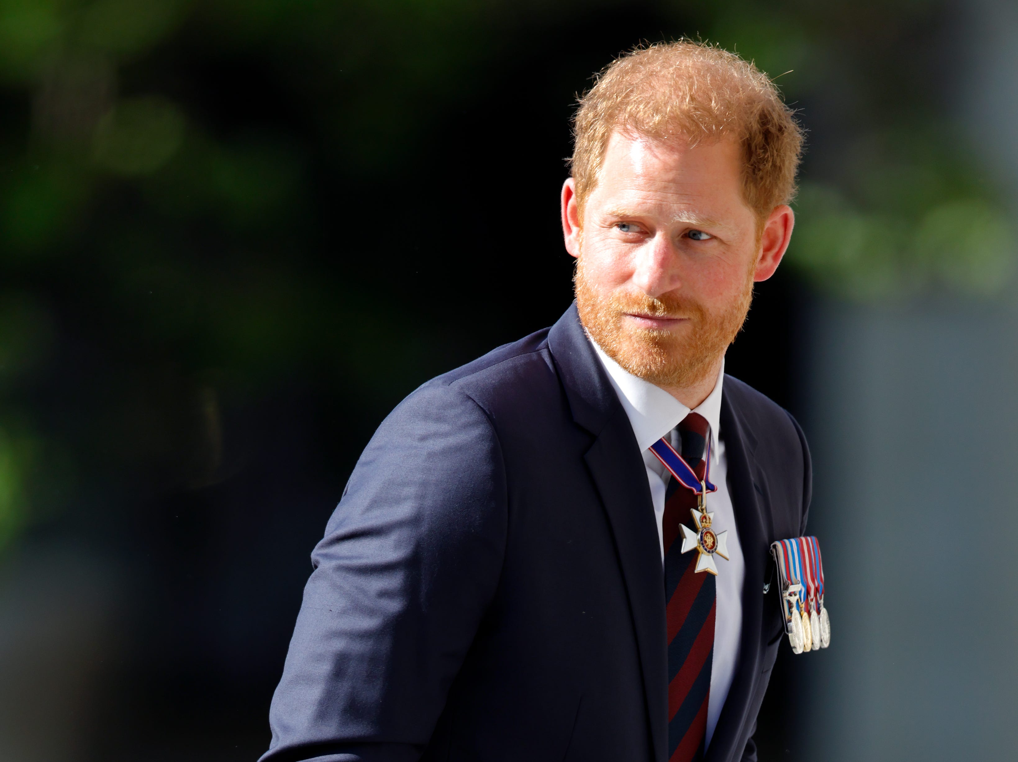 Prince Harry, Duke of Sussex (wearing a Household Division regimental tie) attends The Invictus Games Foundation 10th Anniversary Service at St Paul's Cathedral on May 8, 2024 in London, England. (Photo by Max Mumby/Indigo/Getty Images)