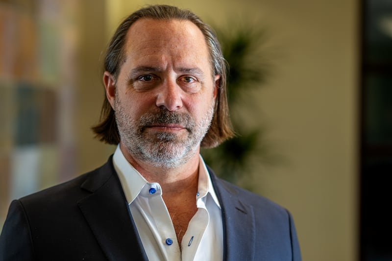SCOTTSDALE, AZ - JULY 9: Chris Buskirk poses for a portrait at his offices in Scottsdale, Ariz. on Wednesday, July 9, 2025. Buskirk is the author of America and the Art of the Possible and a venture capitalist interested in the AI field.