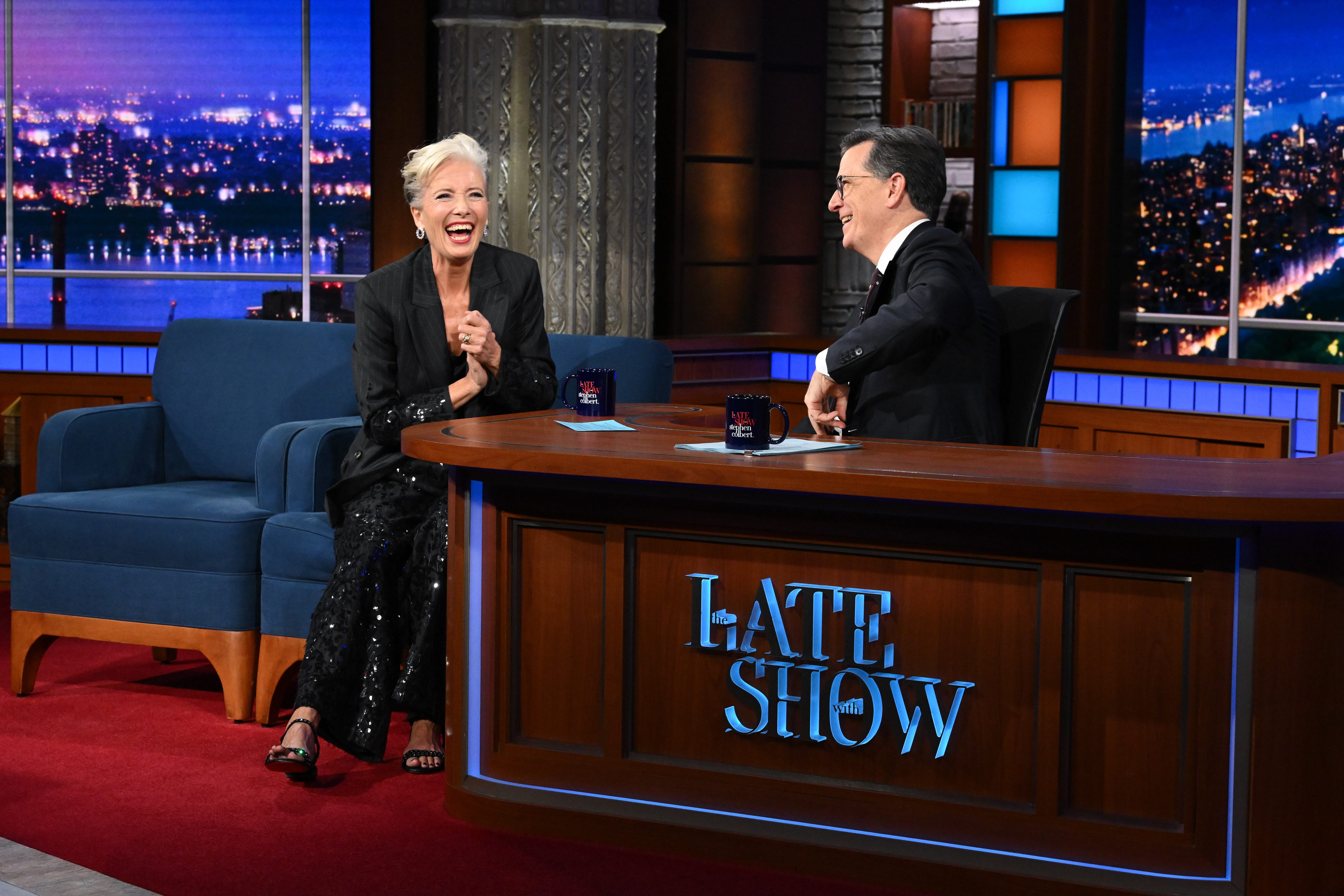 Stephen Colbert talks to Emma Thompson on 