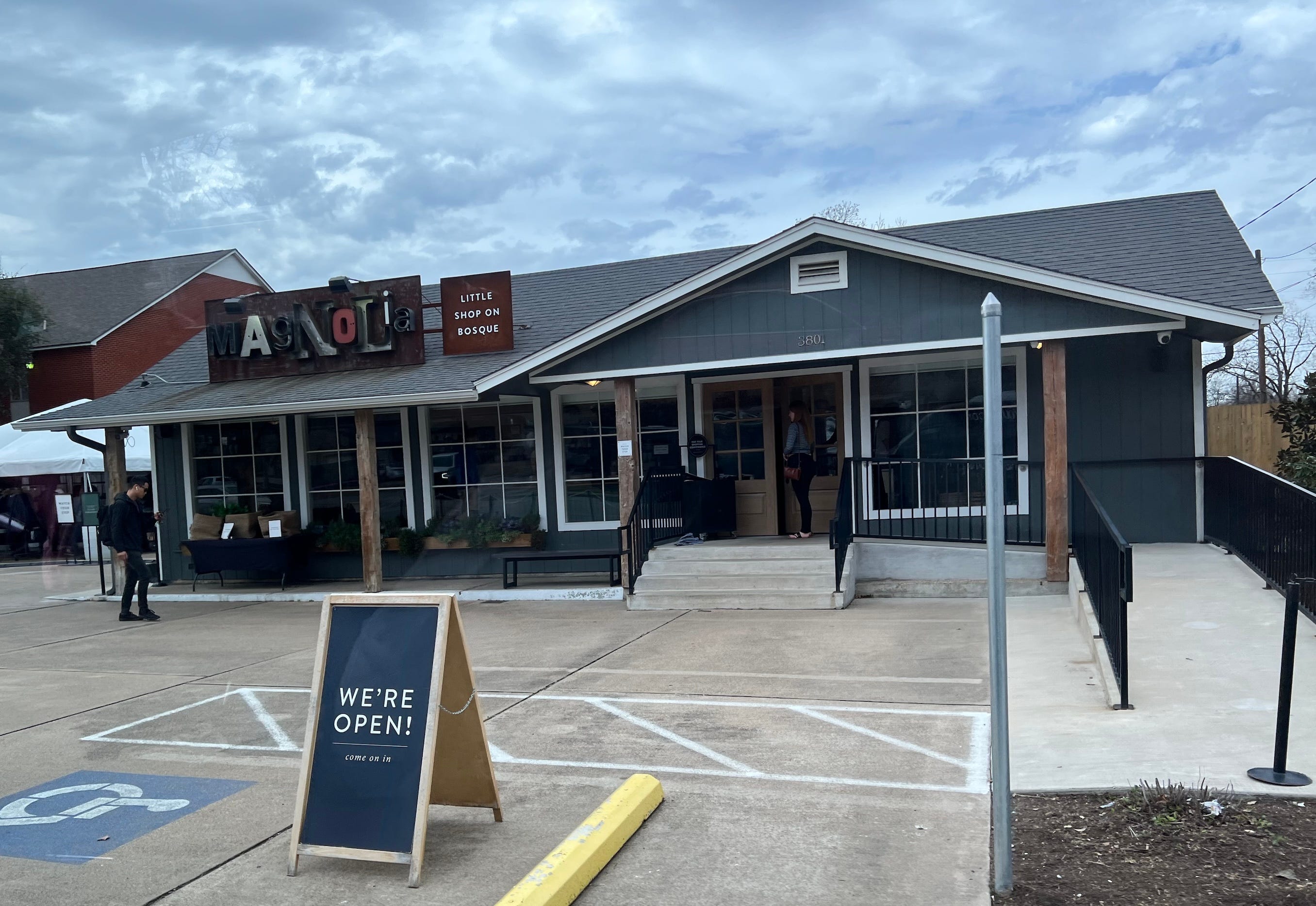 The Little Shop on Bosque in Waco, Texas. It has a sign that says