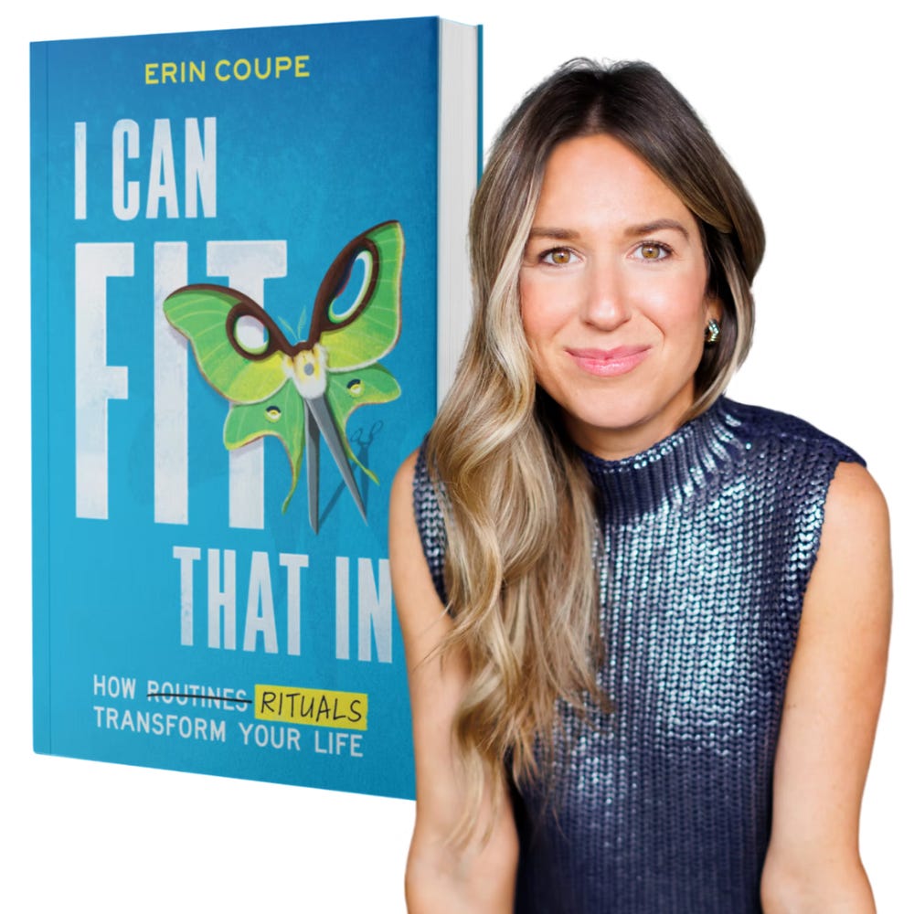 Erin Coupe with the cover of her book,