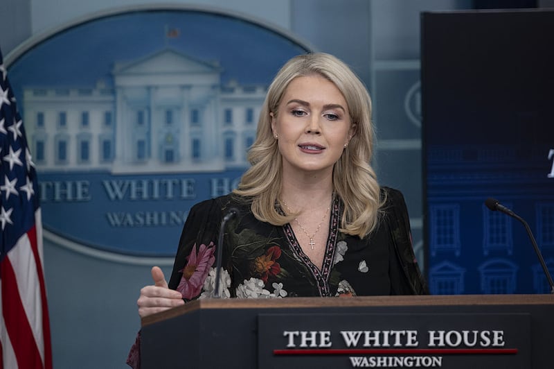White House Press Secretary Karoline Leavitt speaks at the White House press briefing room in Washington DC, United States, on November 4, 2025.