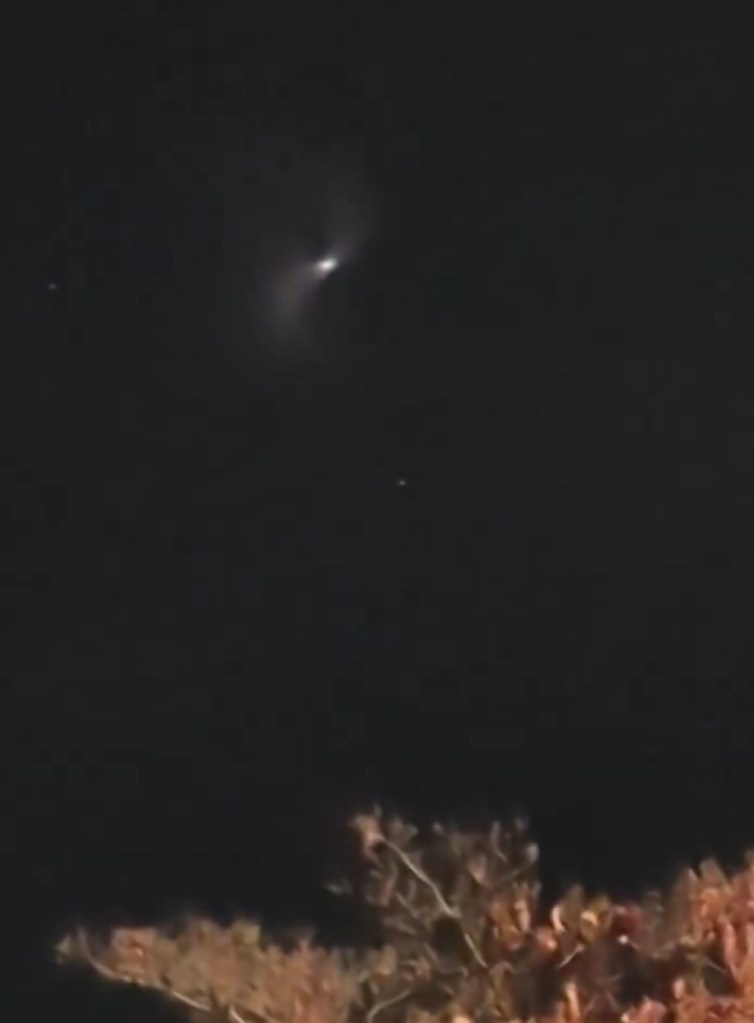 Night sky with a bright European satellite passing over Long Island.