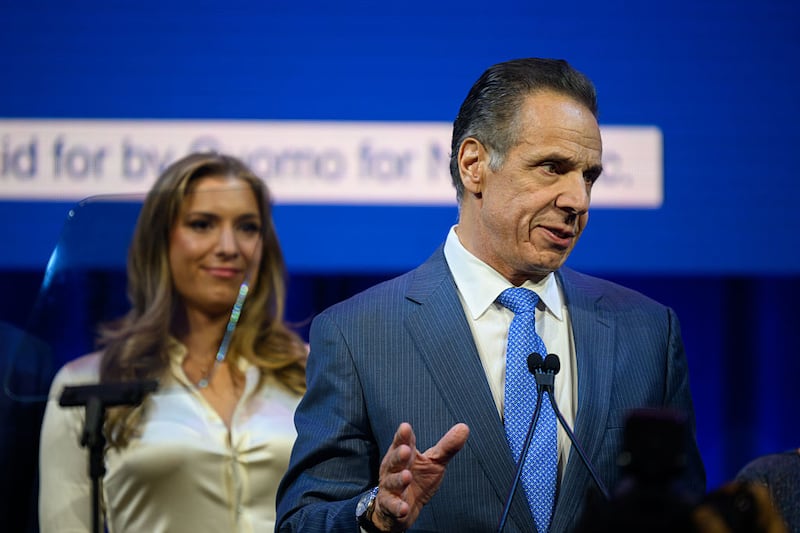 Independent mayoral candidate, former New York Gov. Andrew Cuomo delivers his concession speech during an election-night party in Midtown Manhattan on November 04, 2025 in New York City.
