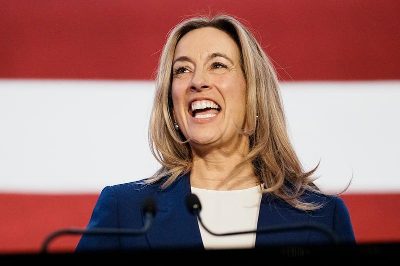 New Jersey Democratic gubernatorial candidate, Rep. Mikie Sherrill (D-NJ) delivers remarks at her election night watch party at the Hilton East Brunswick Hotel on November 4, 2025 in East Brunswick, New Jersey.