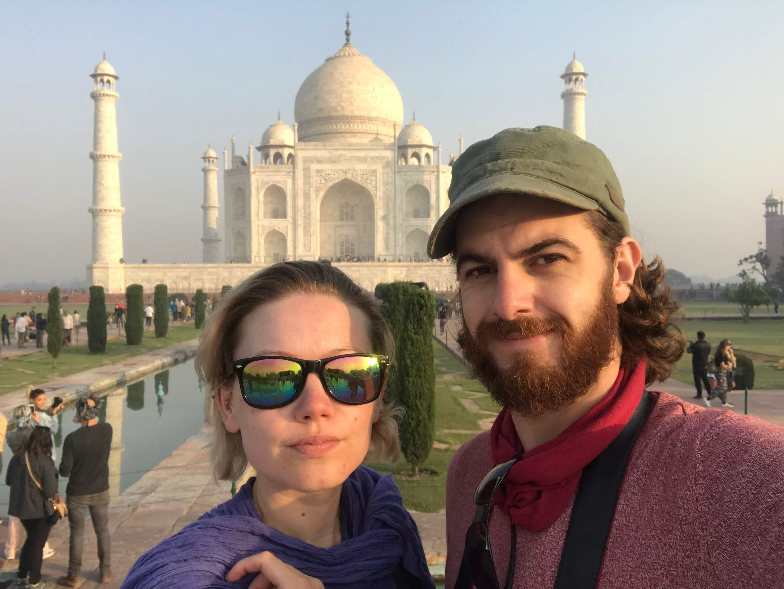 The author and her partner at the Taj Mahal