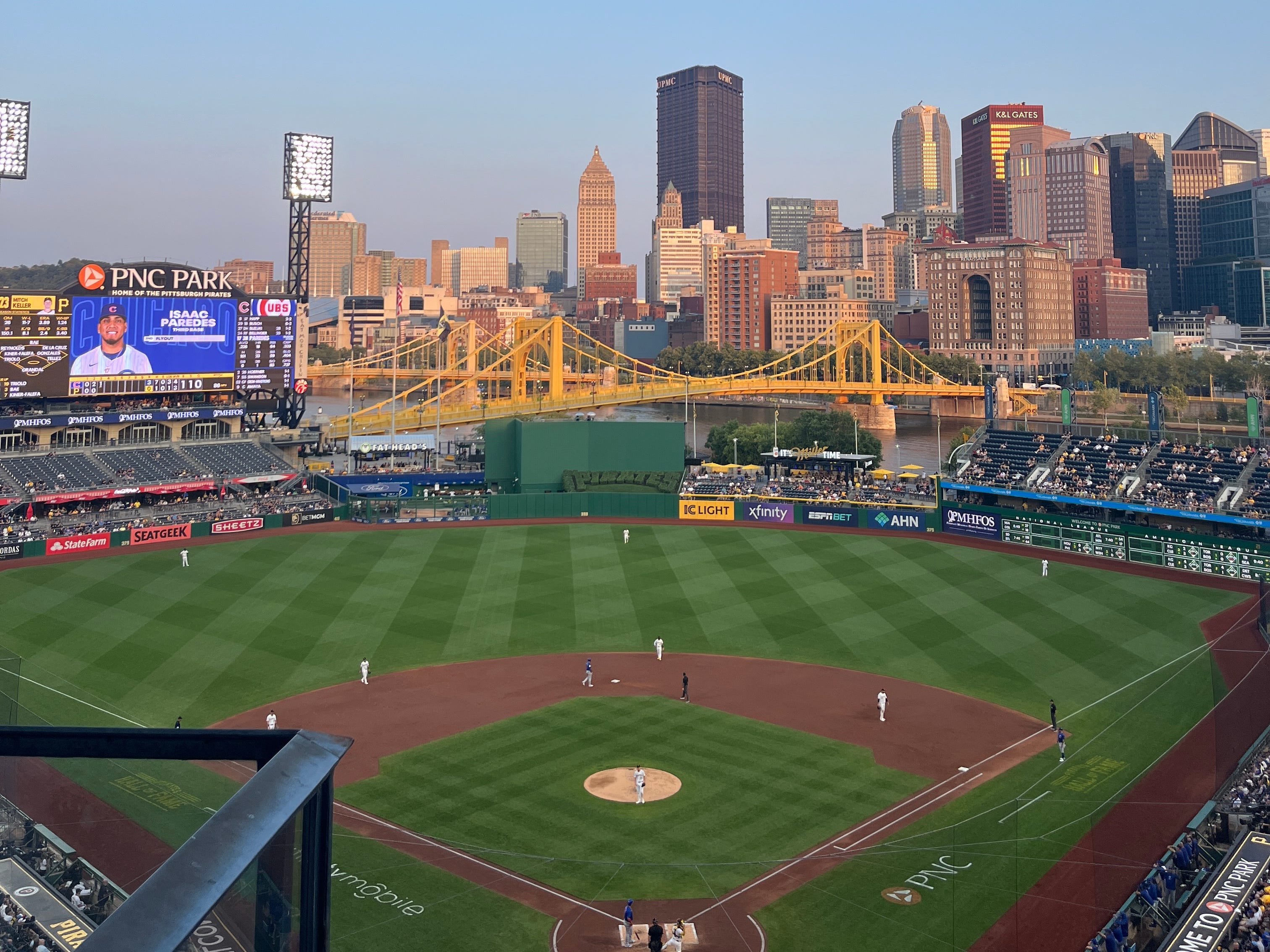 The author's view at a baseball game at PNC Park.