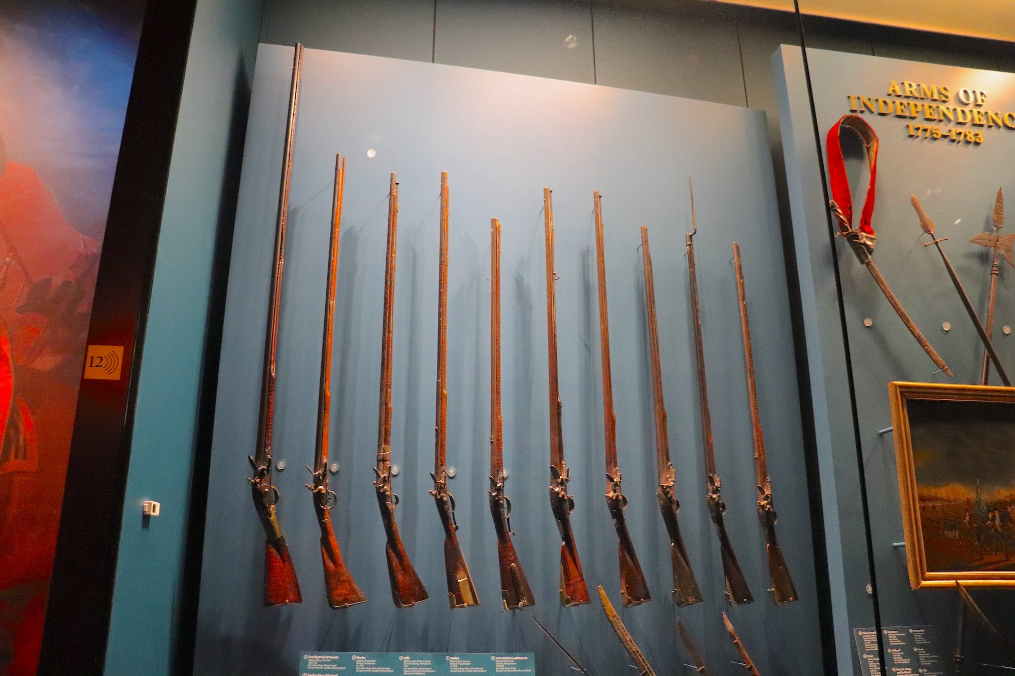 Muskets and rifles at the Museum of the American Revolution.