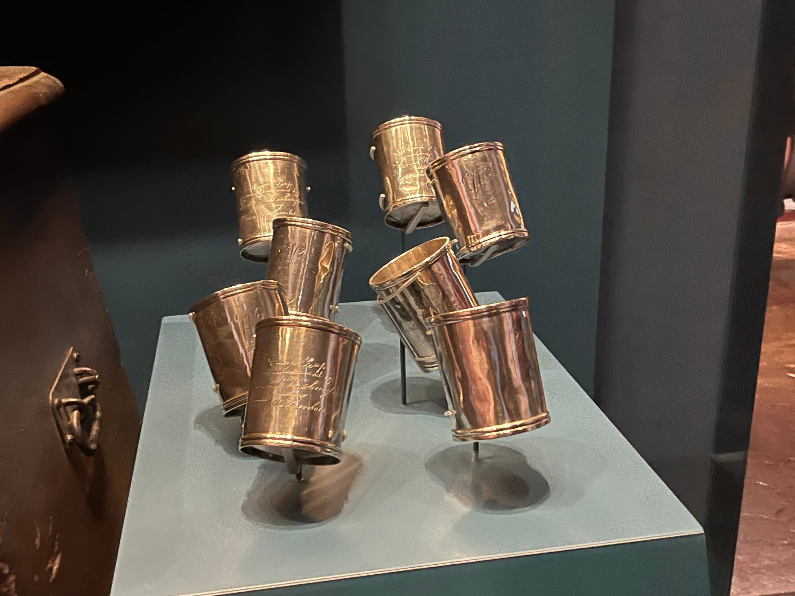 George Washington's camp cups at the Museum of the American Revolution.