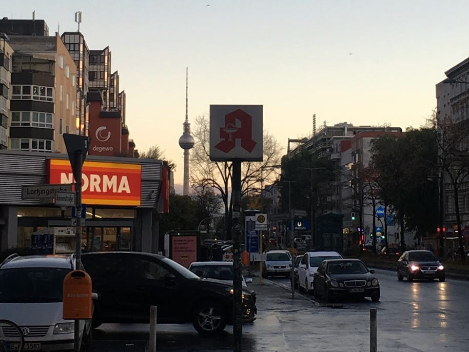 A shot of Berlin in the evening.