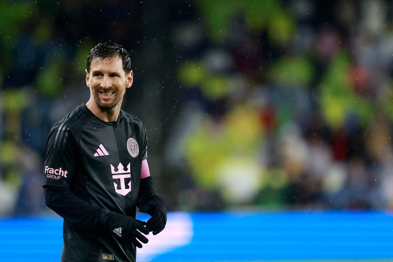 Lionel Messi #10 of Inter Miami CF reacts during the 2025 MLS Cup Playoff match between Nashville SC and Inter Miami CF