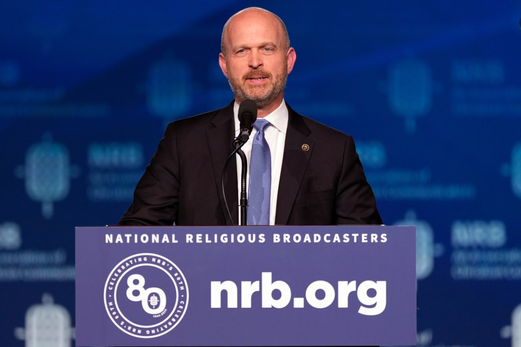 Kevin Roberts speaking at the National Religious Broadcasters convention.