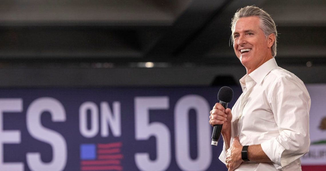 Newsom Caught Nabbing Ex-Wife Kimberly Guilfoyle’s MAGA Catchphrase