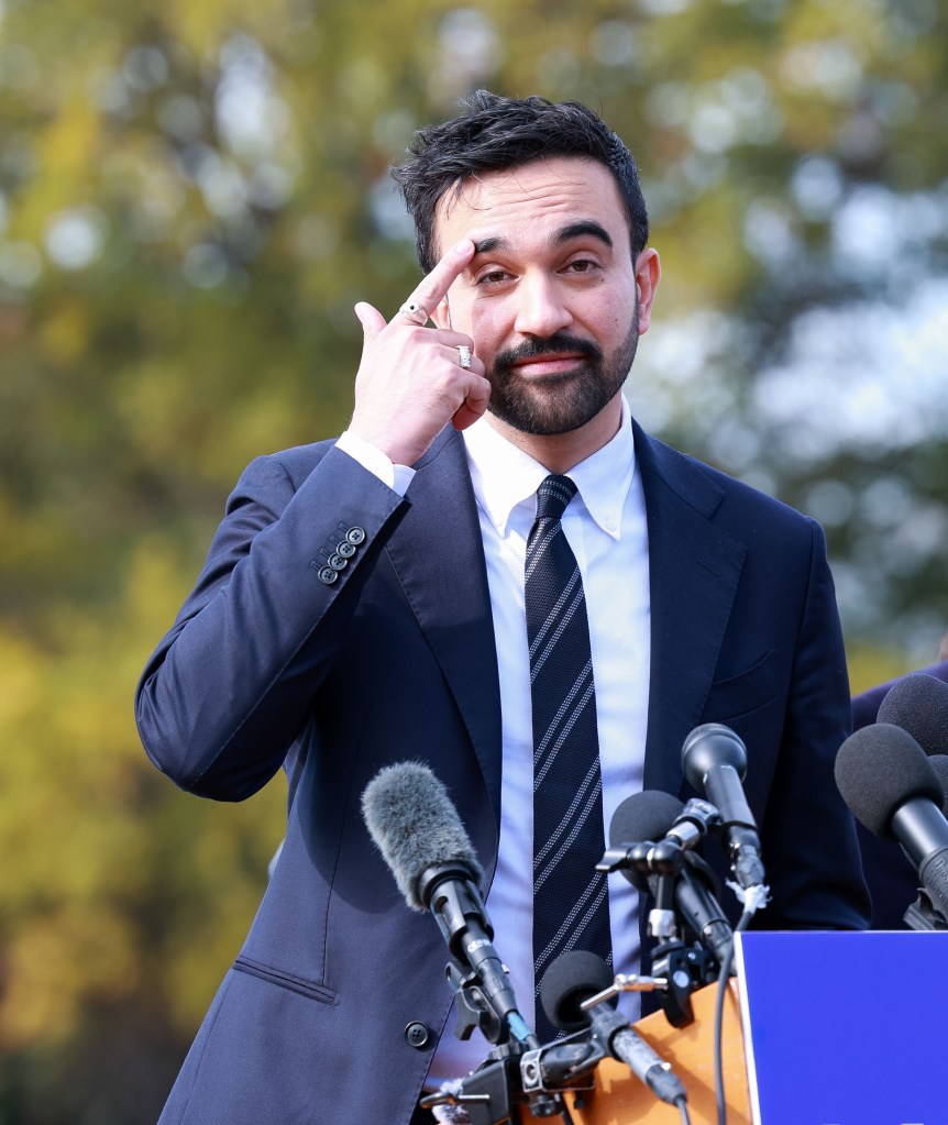 NYC Mayor-elect Zohran Mamdani speaks under the Unisphere in Flushing Meadows Corona park, a day after being elected the 111th mayor of NYC on Nov. 5, 2025.