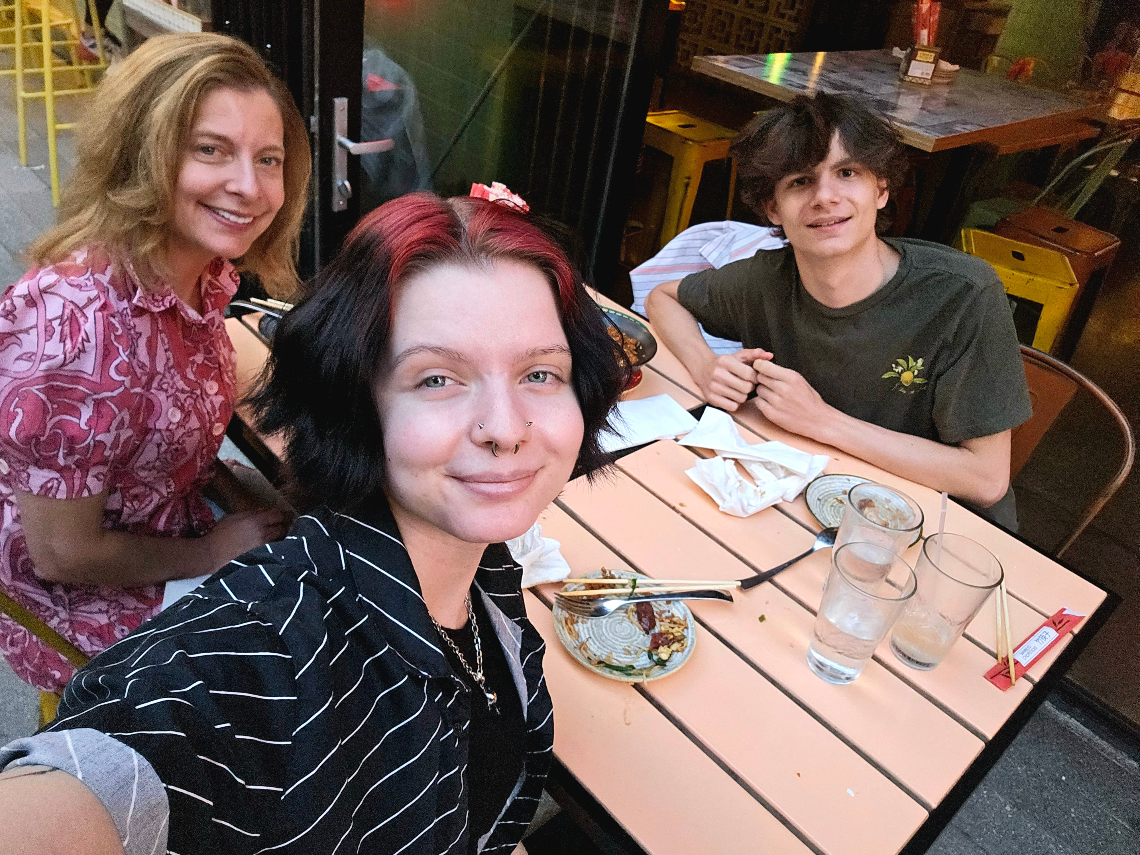 The author with her two kids on Mother's Day 2025 at brunch.