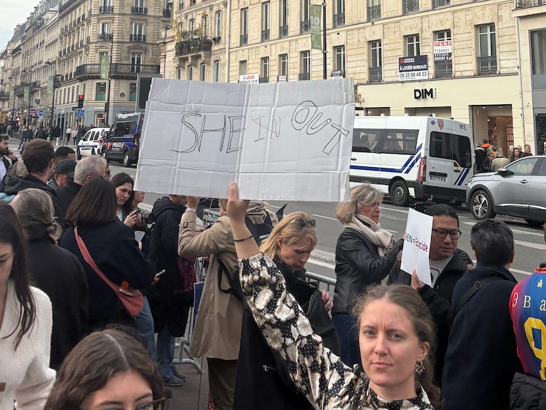 Shein Paris protest.