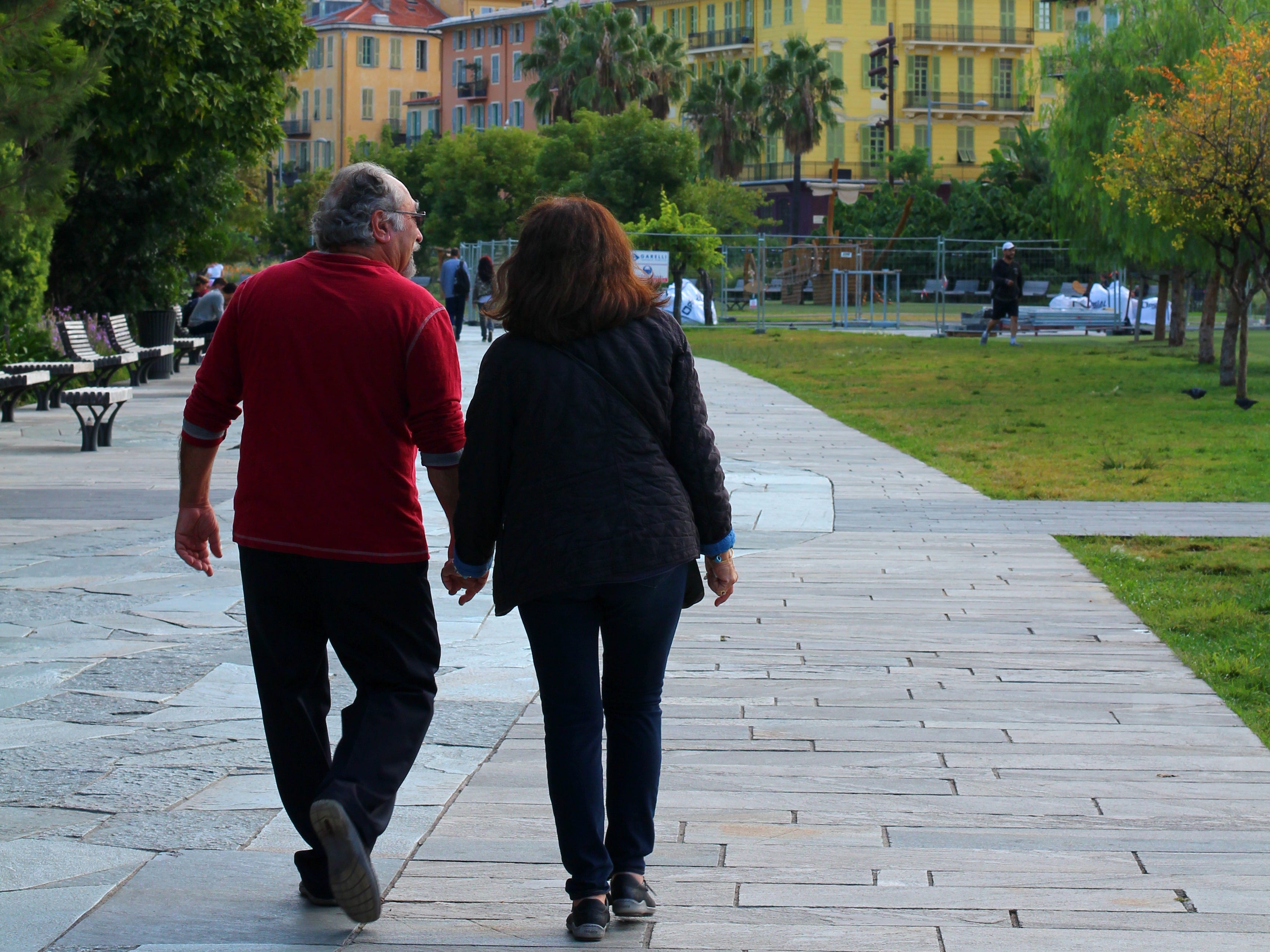 Couple walking in south of France