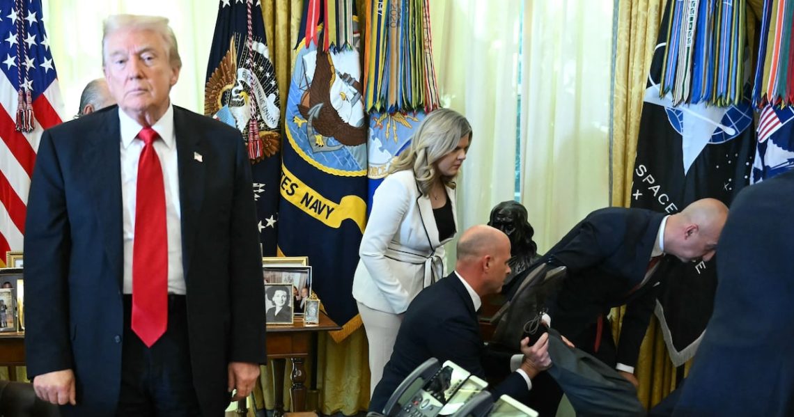 Trump Freezes as Man Collapses Right Behind Him in Oval Office