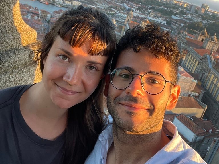 Catherine Work and her boyfriend while traveling