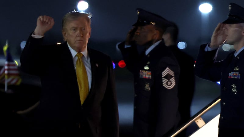 WEST PALM BEACH, FLORIDA - NOVEMBER 07: U.S. President Donald Trump walks off Air Force Ones as he arrives at Palm Beach International Airport on November 07, 2025 in West Palm Beach, Florida. President Trump is spending the weekend at his Mar-A-Lago resort. (Photo by Tasos Katopodis/Getty Images)