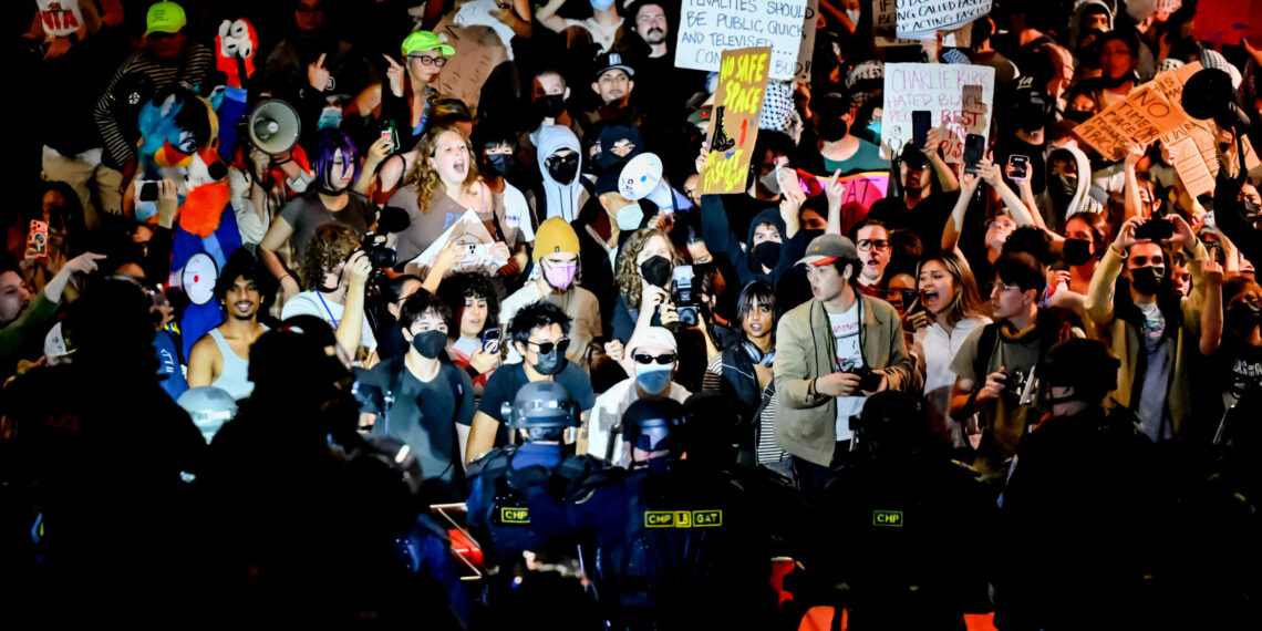 An ugly, post-Charlie Kirk night at Berkeley — outside. Inside? Civility.