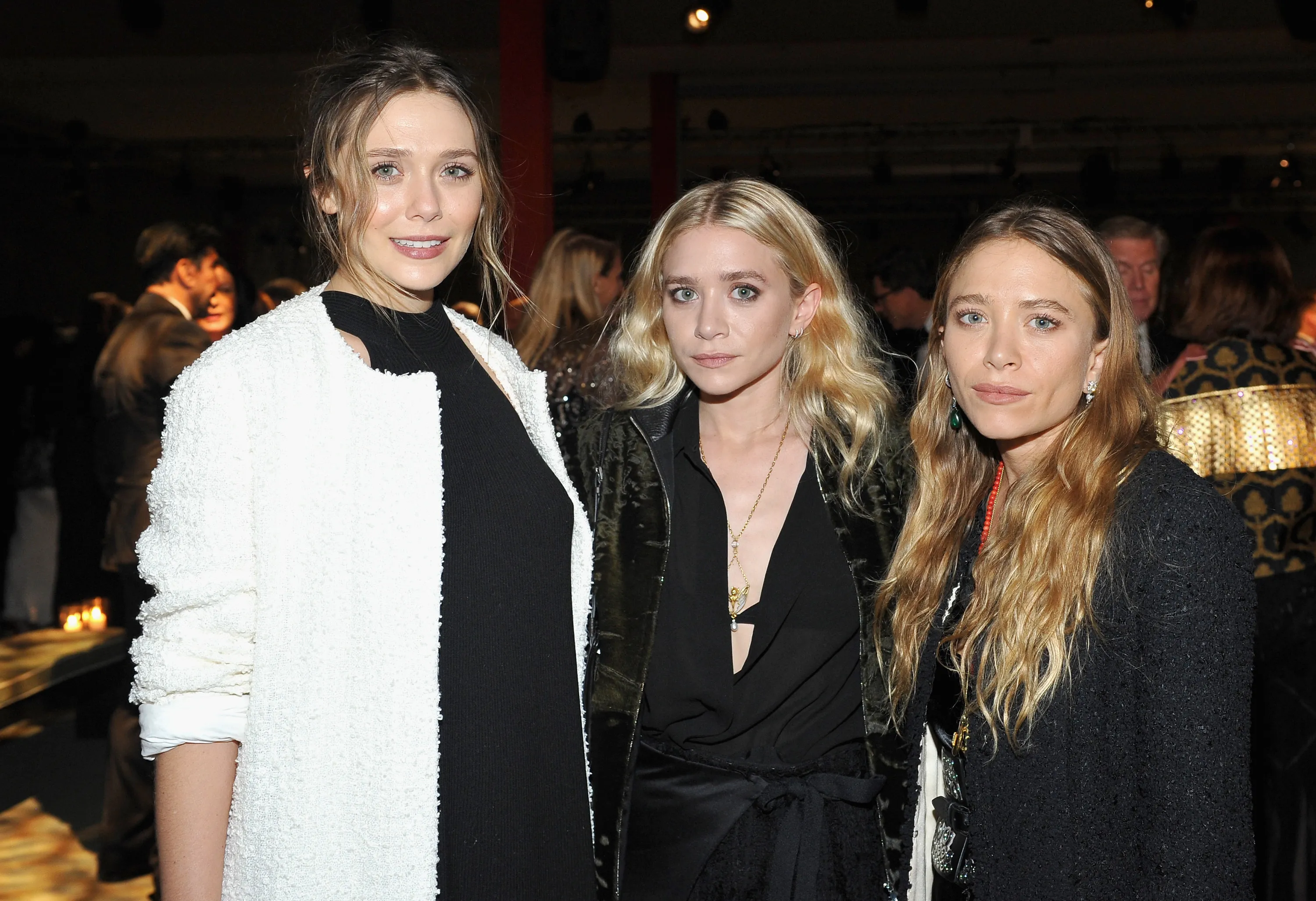 Elizabeth Olsen, Ashley Olsen, and Mary-Kate Olsen at the 2016 LACMA Art + Film Gala.