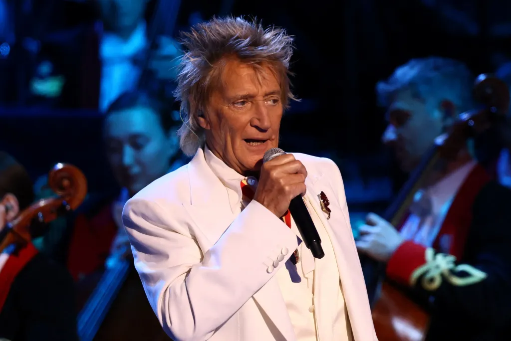 Rod Stewart performing during the Royal British Legion Festival of Remembrance.
