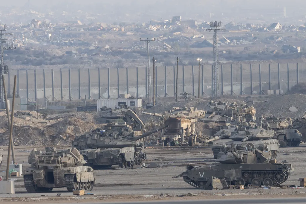 Israeli tanks near the Gaza border in Southern Israel.