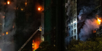 Three people tied to a construction company were arrested on suspicion of manslaughter.