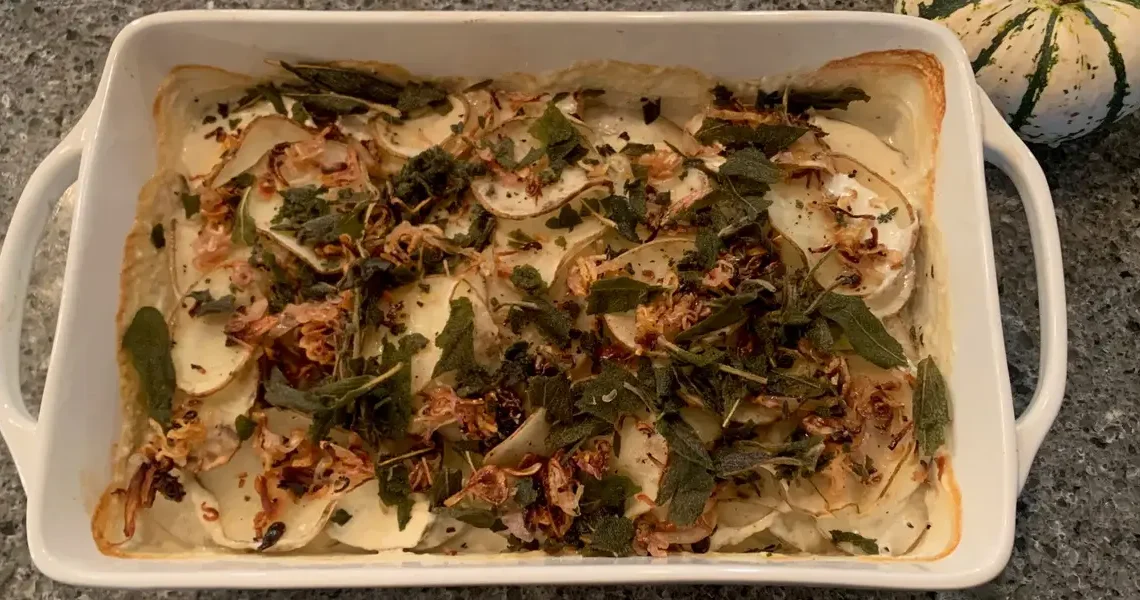 I make the same potato casserole every Thanksgiving. My family raves about it, it looks good, and it’s so easy to make.