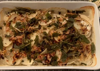 I make the same potato casserole every Thanksgiving. My family raves about it, it looks good, and it’s so easy to make.