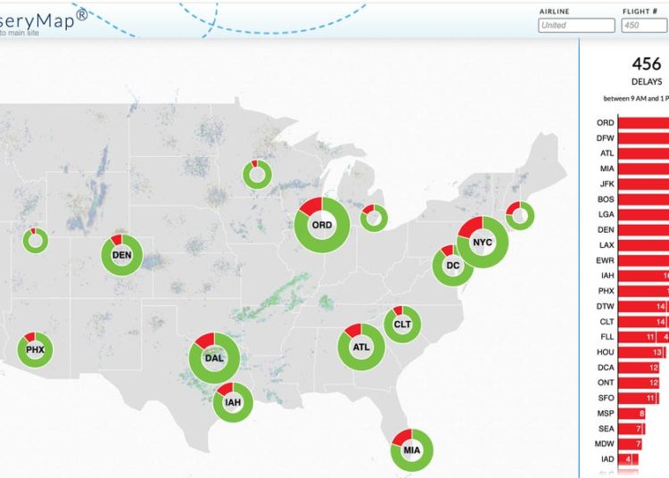 ‘Misery map’ shows which major airports are getting hit the hardest with flight delays and cancellations