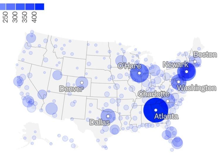 Map shows which airports have the most canceled flights due to the government shutdown