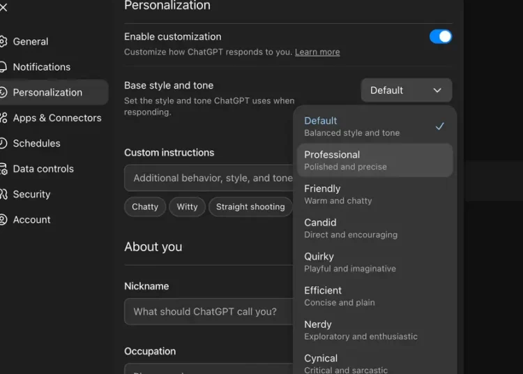 I tried ChatGPT-5.1’s personality presets. Cynical and Quirky are my favorites.