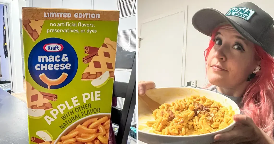 I was curious about Kraft’s apple pie-flavored mac and cheese.  I tried it — and I would eat it year-round.
